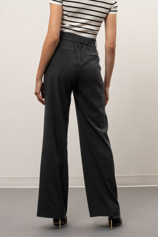CHARCOAL WIDE LEG TROUSERS W/ POCKETS Final Sale
