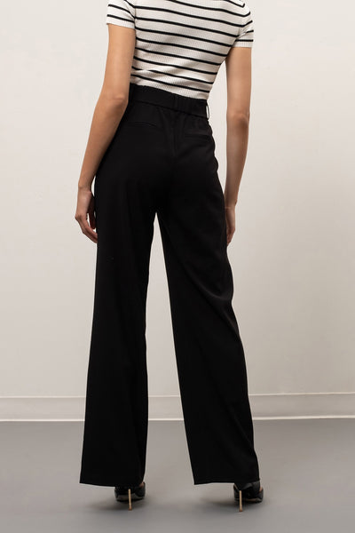 JET BLACK WIDE LEG TROUSERS W/ POCKETS Final Sale