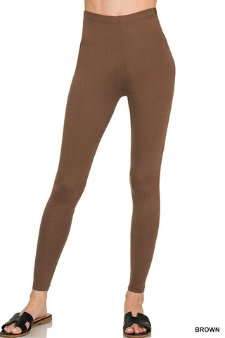 Brown Premium Microfiber Full Length Leggings