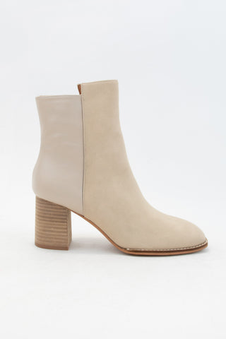 Light Taupe Jennifer Two-tone Semi-square Toe Ankle Boots Final Sale
