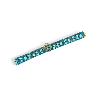 BRIANNA CANNON'S BLUE HAT BAND WITH TURQUOISE STONES