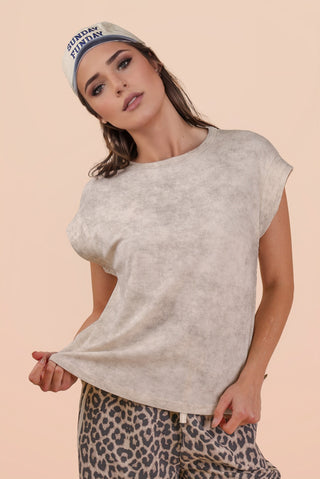 SC Cream Washed Knit Casual Comfy Top