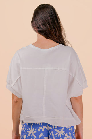 SC White Mineral Washed Oversized Crop Comfy Knit Top FINAL SALE