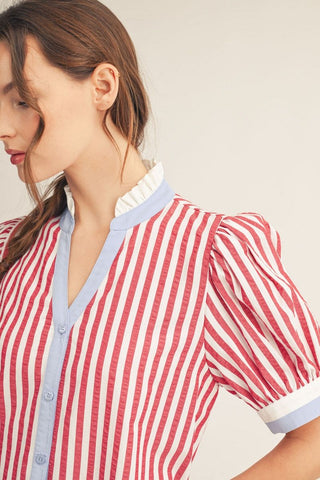 Red Vertical Stripe Shift Dress