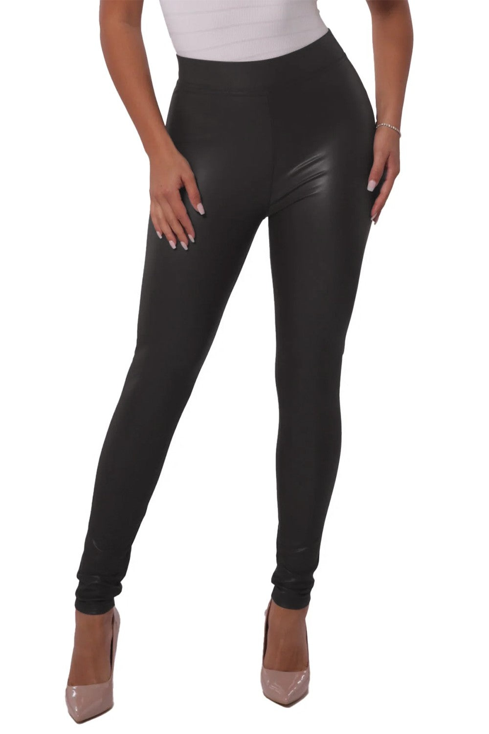 Black Fleece Lined Faux Leather Leggings