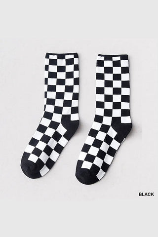 SOPHIA'S CORNER BLACK CHECKERED SOCKS