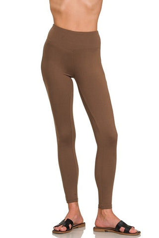 Brown Microfiber Waistband Leggings