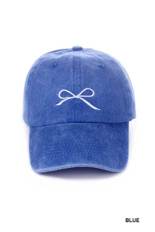 Ribbon Bow Embroidered Baseball Cap (3 Colors)