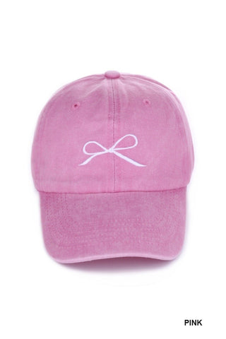 Ribbon Bow Embroidered Baseball Cap (3 Colors)