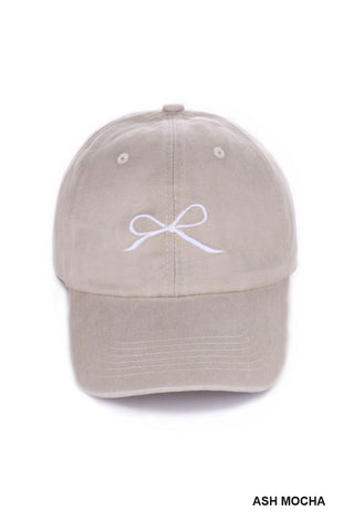 Ribbon Bow Embroidered Baseball Cap (3 Colors)