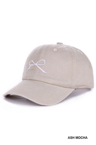 Ribbon Bow Embroidered Baseball Cap (3 Colors)