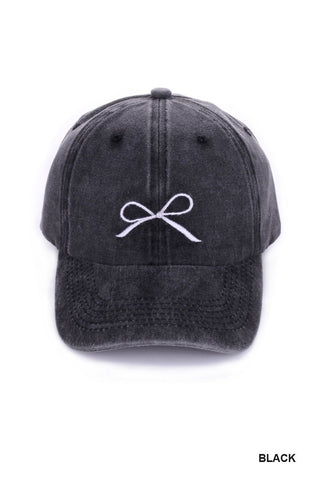 Ribbon Bow Embroidered Baseball Cap (3 Colors)