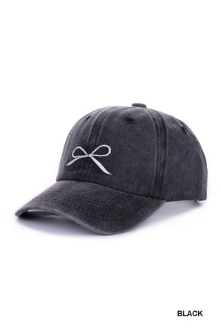 Ribbon Bow Embroidered Baseball Cap (3 Colors)