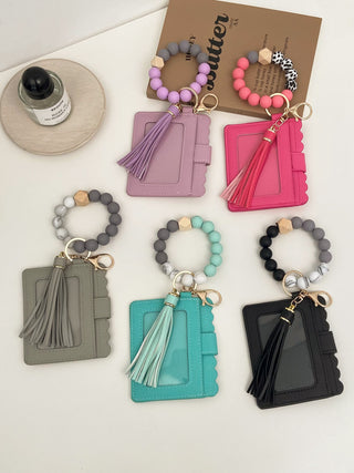 BEADED BRACELET KEYCHAIN CARD HOLDER WALLET (6 Colors)