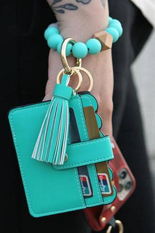 BEADED BRACELET KEYCHAIN CARD HOLDER WALLET (6 Colors)