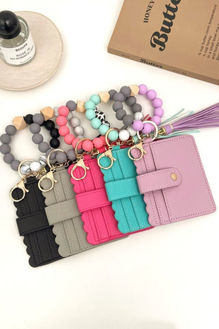 BEADED BRACELET KEYCHAIN CARD HOLDER WALLET (6 Colors)