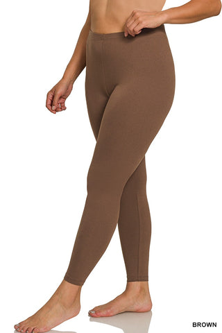 Curvy Brown Premium Microfiber Full Length Leggings