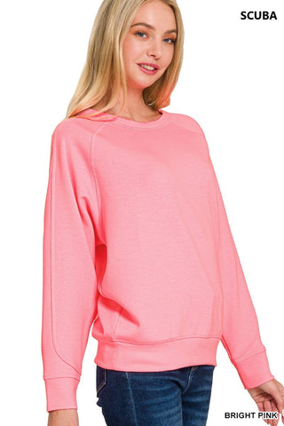 Bright Pink Scuba Crewneck Pullover