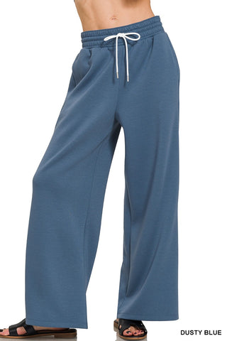 Dusty Blue Scuba Drawstring Pants