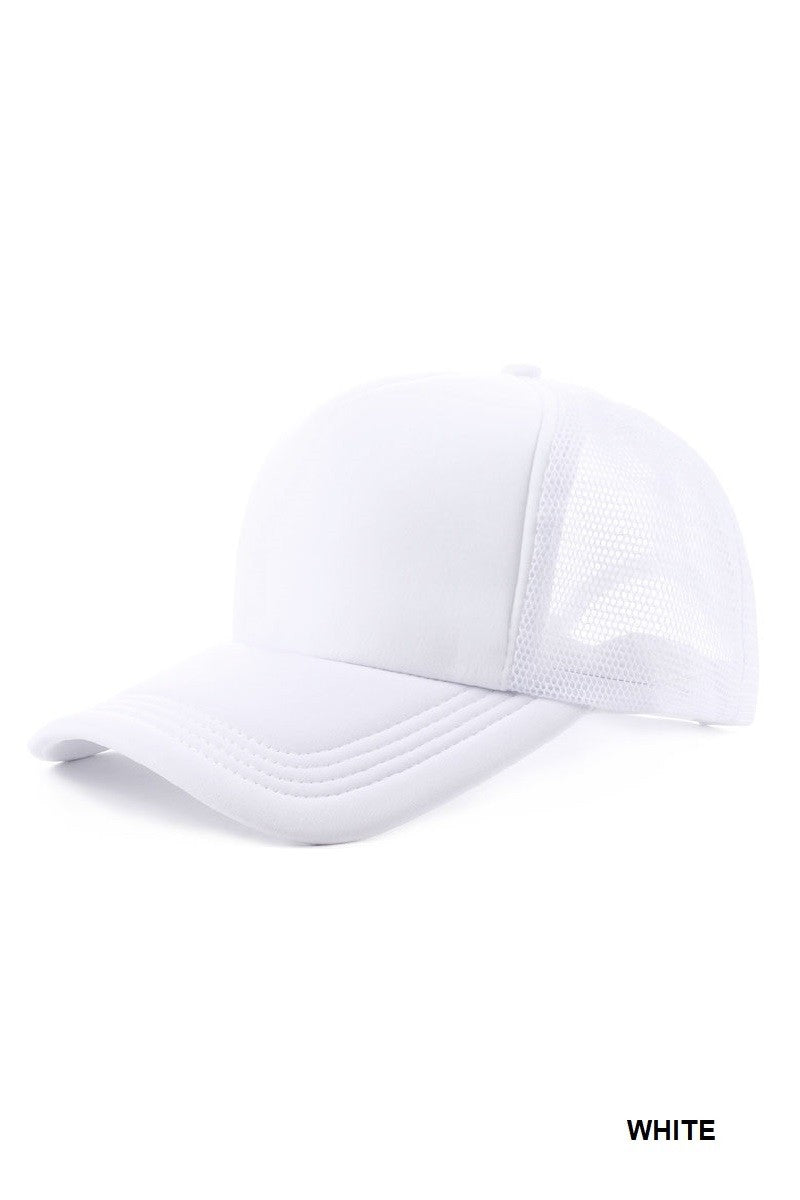 WHITE CLASSIC MESH BACK TRUCKER CAP