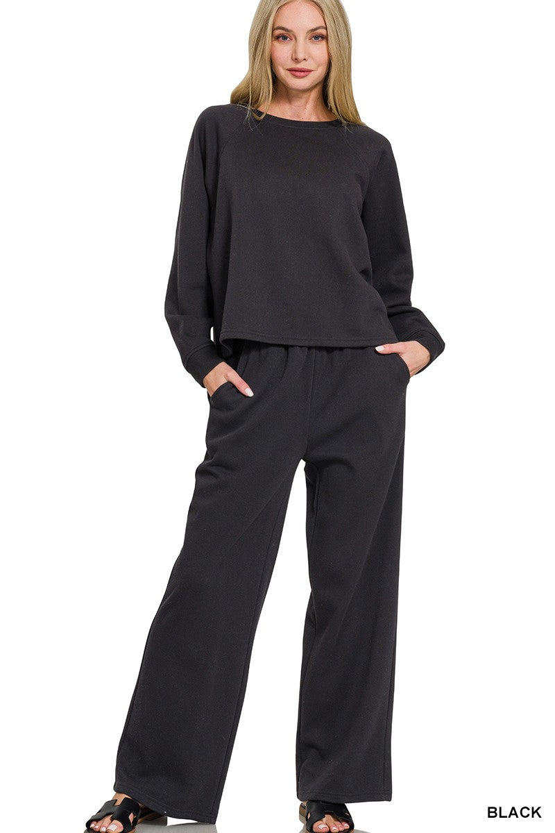 BLACK FLEECE RAGLAN SLEEVE PULLOVER & SWEATPANTS SET