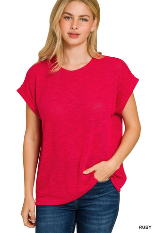Ruby Hacci Slub Rolled Up Sleeve Tee FINAL SALE