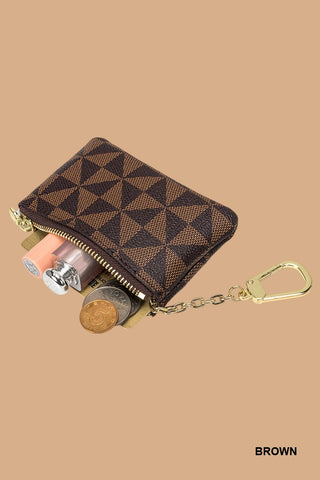 SC Monogram Vegan Leather Keychain Coin Card Holder