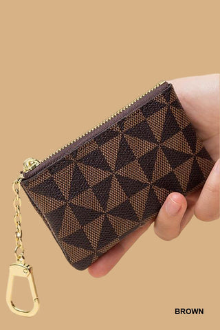 SC Monogram Vegan Leather Keychain Coin Card Holder