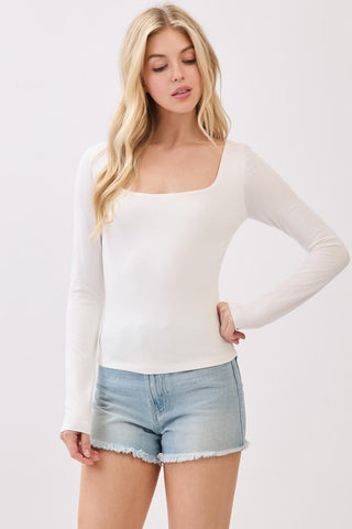 Ivory Double Layered Square Neck Basic Top