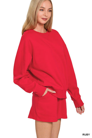 Ruby Fleece Long Sleeve Sweatshirts & Shorts Set