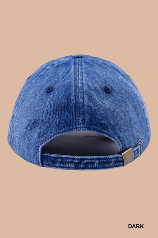 Bow Embroidery Denim Washed Cap (2 Options)