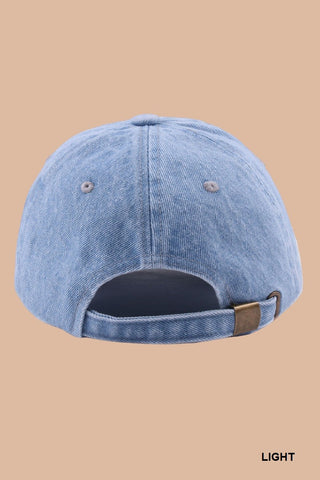 Bow Embroidery Denim Washed Cap (2 Options)