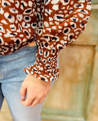 Animal Print Blouse In Mocha Multi