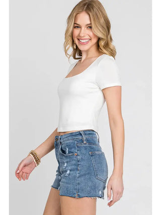 SC Ivory Square Neck Crop Basic Top FINAL SALE