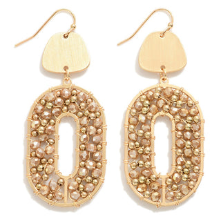 Circular Metal Drop Earrings With Wire Strung Bead Details (5 Colors)