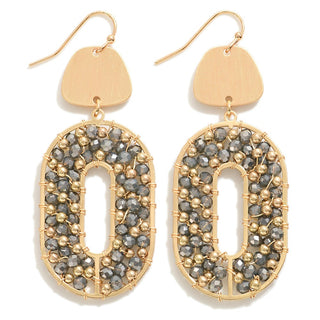 Circular Metal Drop Earrings With Wire Strung Bead Details (5 Colors)