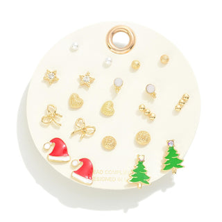 Set of 10 Christmas Themed Stud Earrings (4 Options)