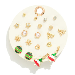 Set of 10 Christmas Themed Stud Earrings (4 Options)