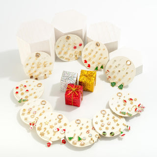 Set of 10 Christmas Themed Stud Earrings (4 Options)