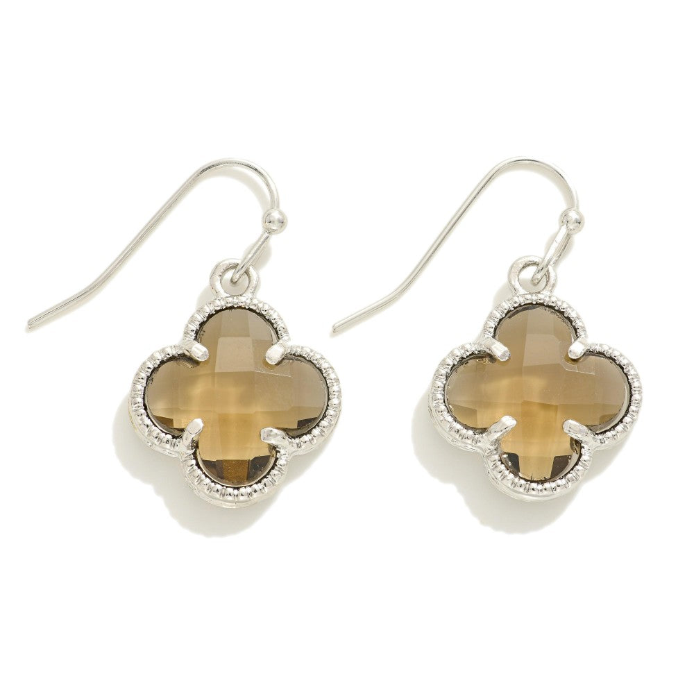 Glass Crystal Clover Drop Earrings (2 Colors)