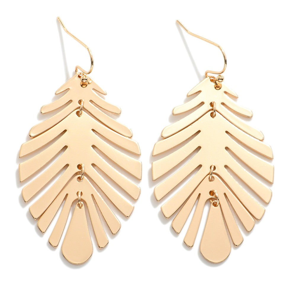 Metal Leaf Drop Earrings (5 Colors)