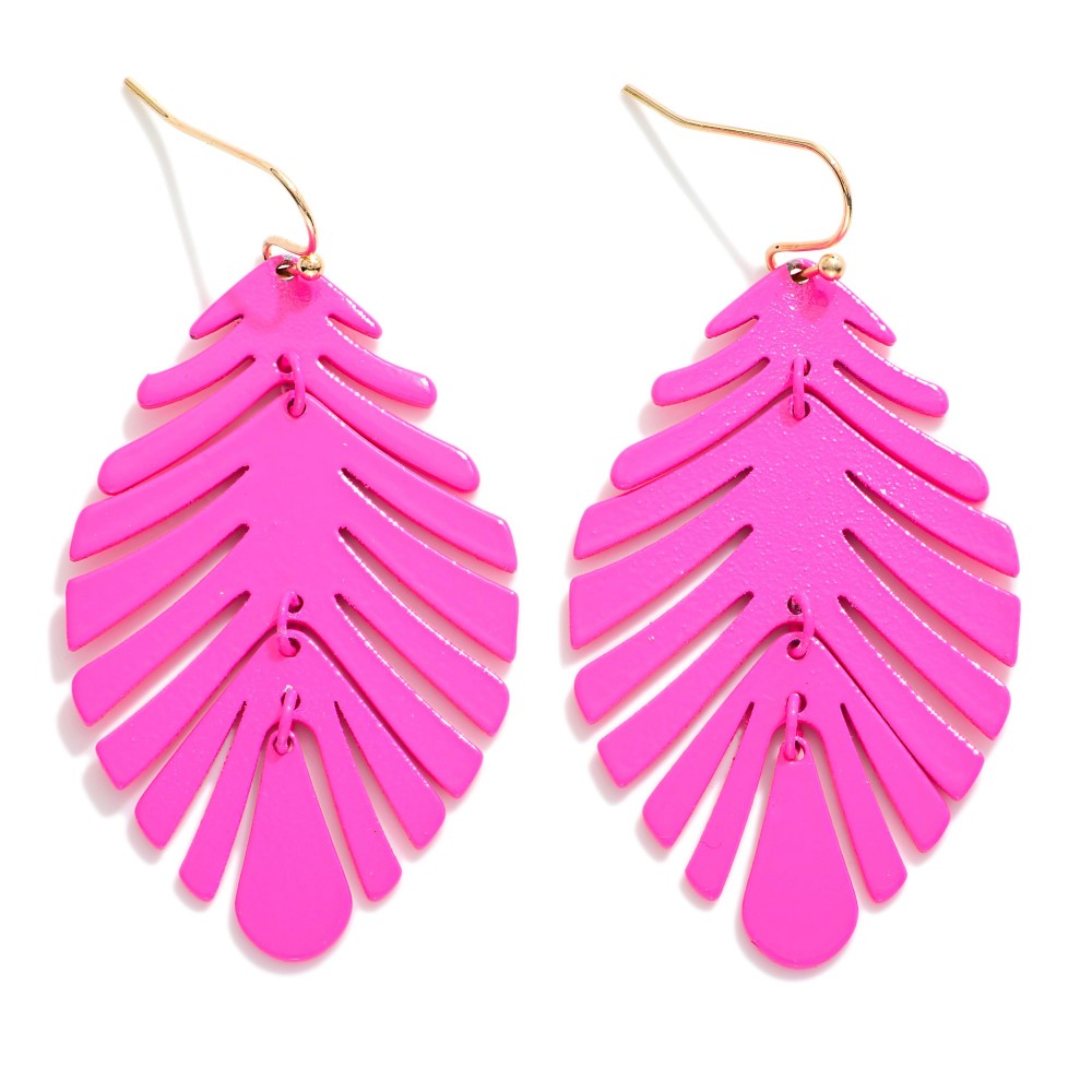 Metal Leaf Drop Earrings (5 Colors)