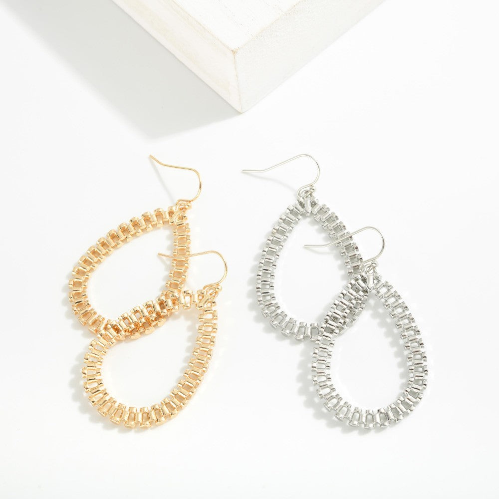 Chain Link Teardrop Drop Earrings