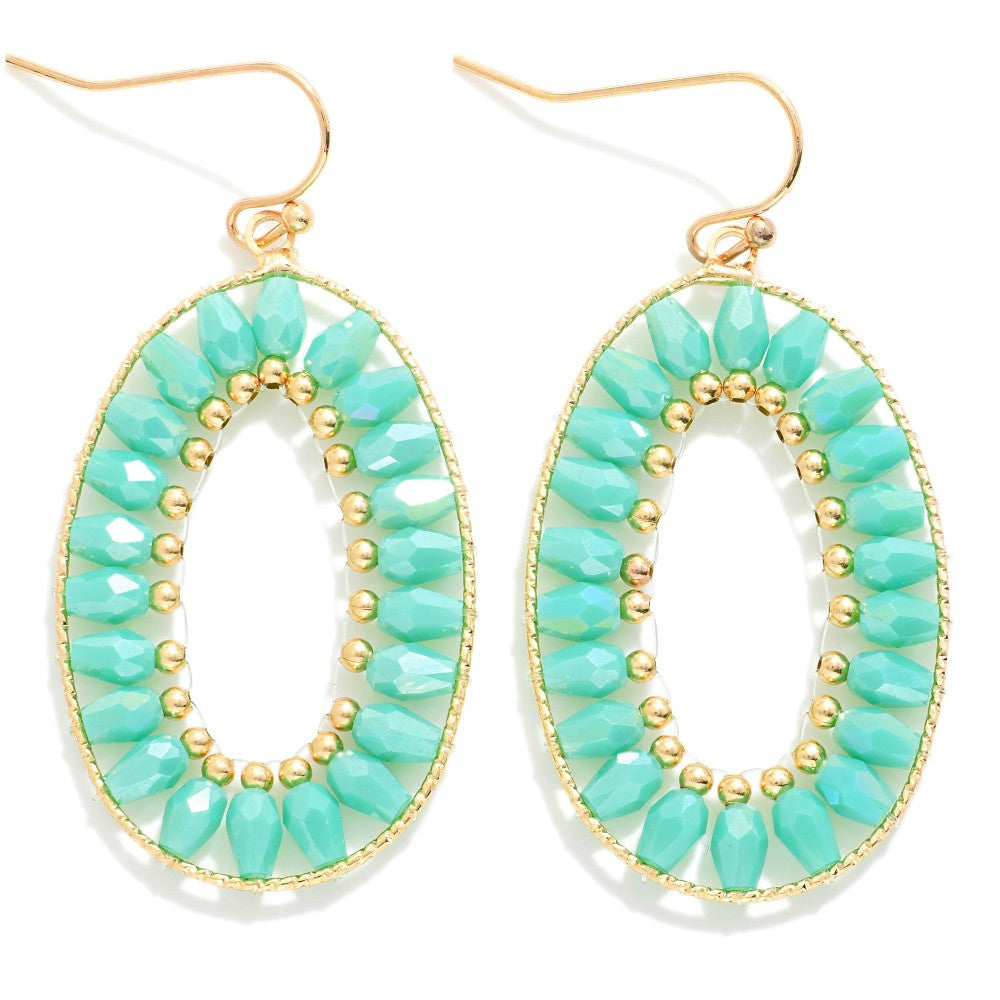 Beaded Oval Drop Earrings (3 Colors)