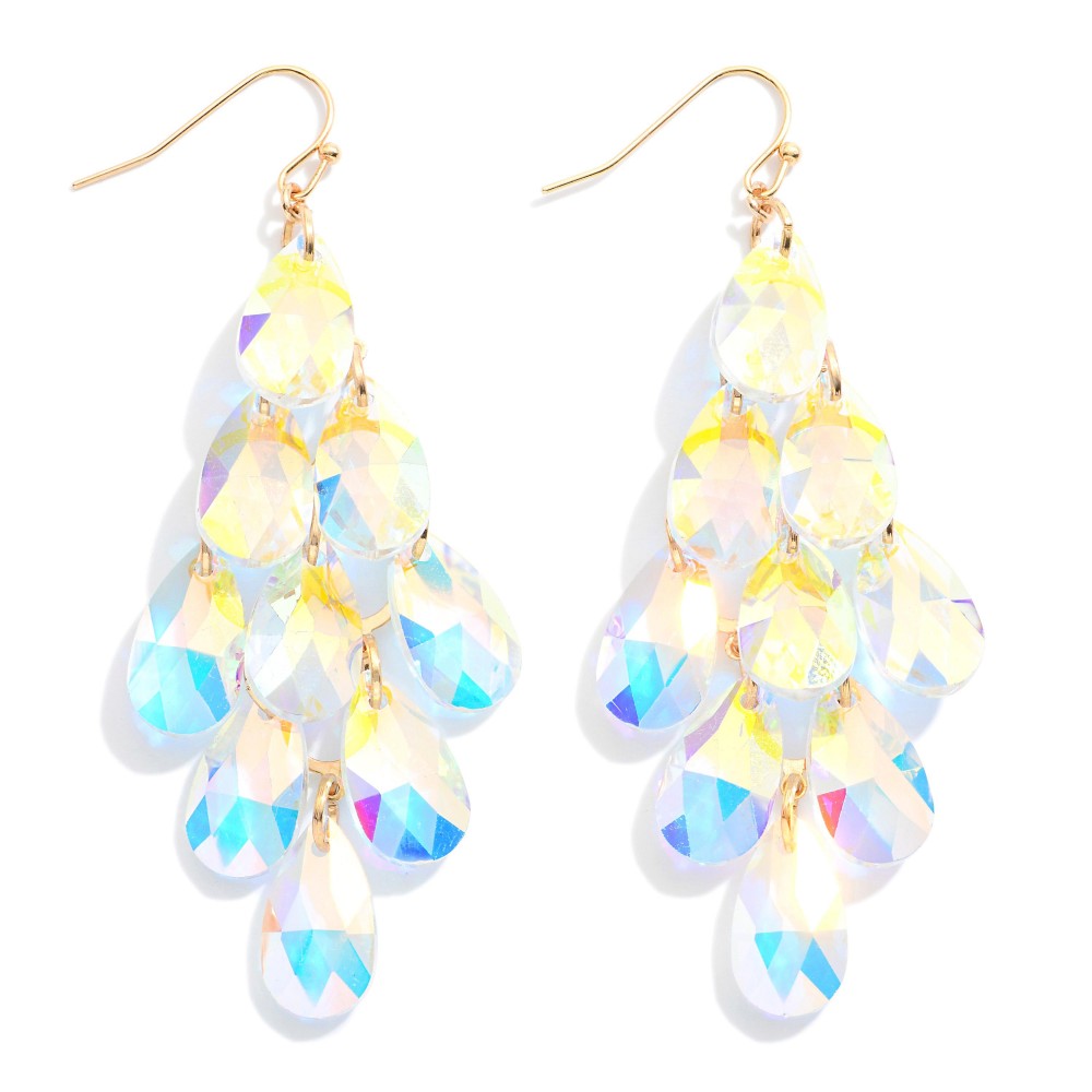 Glass Crystal Chandelier Tassel Drop Earrings (5 Colors)