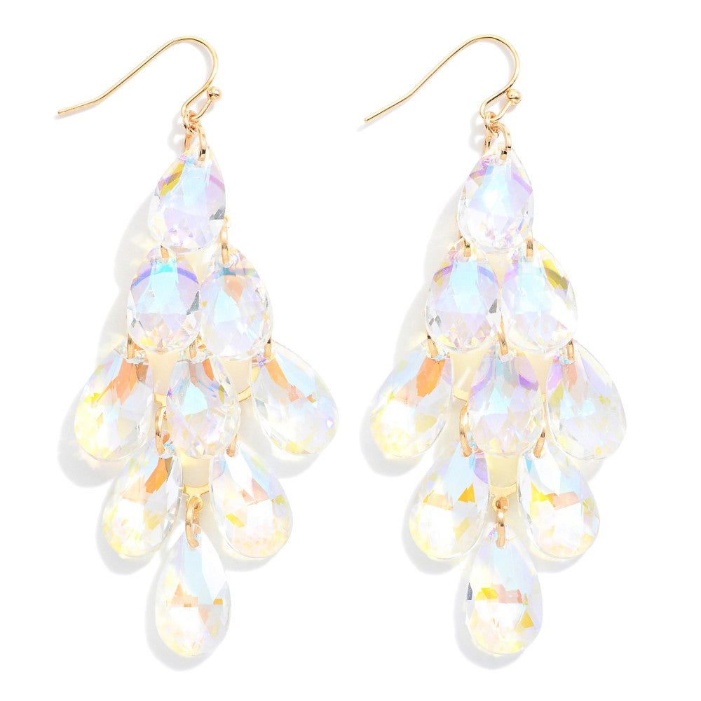 Glass Crystal Chandelier Tassel Drop Earrings (5 Colors)