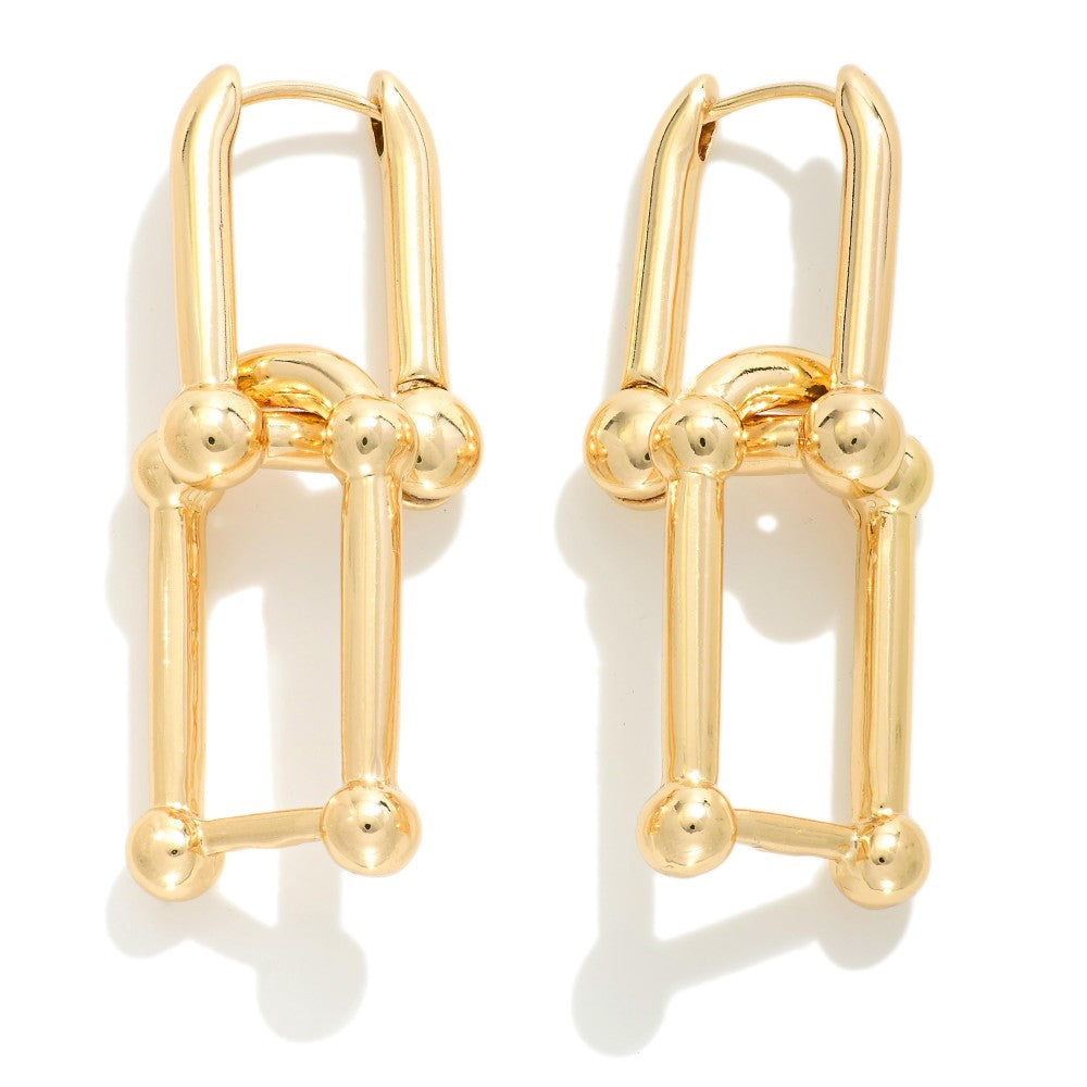 Linked Metal U Chain Hinged Hoop Earrings