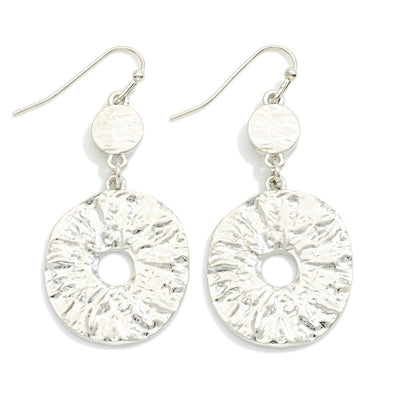 Linked Textured Metal Circle Drop Earrings (2 Colors)