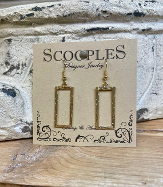 Scooples Gold Rectangle Earrings