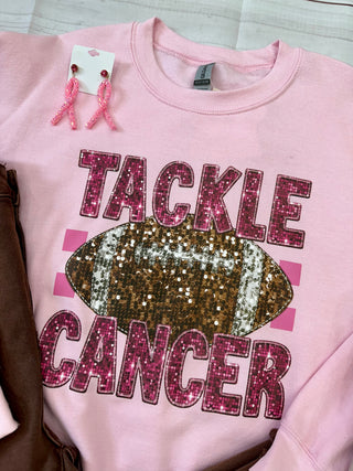 "Tackle Cancer" Sweatshirt on Light Pink Final Sale